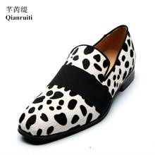 Qianruiti Fashion Slip-on Horsehair Men Shoes Elastic Band Cow Shoes Wedding Shoes Men Casual Shoes for Men Size 39-46 2024 - buy cheap