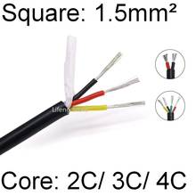 Square 1.5mm Sheath Wire 2 3 4 Core Super Soft Silicone Rubber Insulated Copper Cable Power Signal Line Hight Temperature Black 2024 - buy cheap