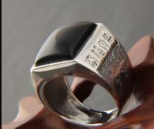 100%Thai silver 925 silver vintage inlaid scripture sterling silver ring men 2024 - buy cheap