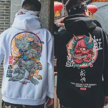 Модные мужские толстовки в стиле хип-хоп, повседневные свитшоты в японском стиле, уличная одежда для мужчин и женщин, Свободный пуловер Harajuku Devil, худи для мужчин 2020 2024 - купить недорого