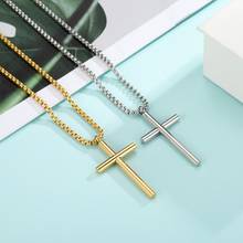 Skyrim Fashion Cross Necklace for Men Christian Stainless Steel Gold Color Box Chain Necklaces Fashion Jewelry 2022 Wholesale 2024 - buy cheap