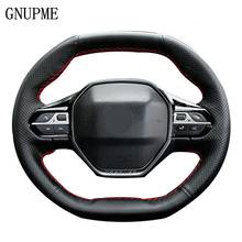 Hand-stitched Black Genuine Leather Car Steering Wheel Cover For Peugeot 4008 2017 2018 3008 2017 2018 2024 - buy cheap