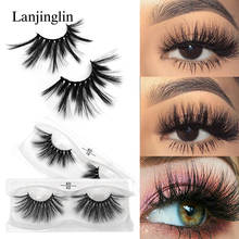 LANJINGLIN 25MM mink lashes soft long false eyelashes 3D cross dramatic eyelashes fluffy wispy handmade makeup faux cils cilios 2024 - buy cheap