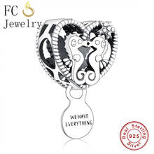 FC Jewelry Fit Original Brand Charm Bracelet 100% 925 Silver Sea Horse Kiss Each Other Bead For Making Summer Berloque 2020 2024 - buy cheap