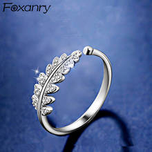 Foxanry 925 Stamp Sparkling Zircon Rings for Women New Fashion Simple Leaves Elegant Wedding Bride Jewelry Gifts 2024 - buy cheap