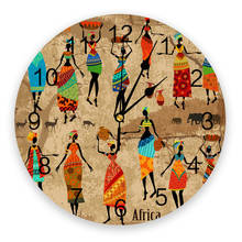 African Woman Dance Culture Vase Wall Clocks Non Ticking for Girl Boy Bedroom Bathroom Kitchen Living Room Office Round Clock 2024 - buy cheap