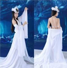 Vestido de dança sexy, fantasia branca, tang hanfu, roupa antiga chinesa, fantasia de fada, lindo traje de princesa, dança folclórica chinesa 2024 - compre barato