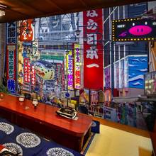 Japonês noite streetscape arquitetura mural privado sala de jantar recepção restaurante japonês sushi restaurante papel de parede 2024 - compre barato