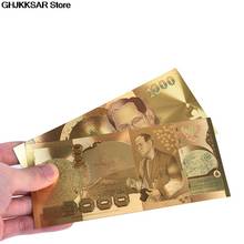 1000 mel em 24k papel dourado dinheiro tailândia cédulas quadro de plástico coleção 1 peça 2024 - compre barato