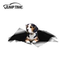 Jump Time 13cm x 5.8cm Beagle Dog Pet Sticker Torn Metal Bumper Decal Funny Car Stickers Window Trunk Animal 3D Car Styling 2024 - buy cheap