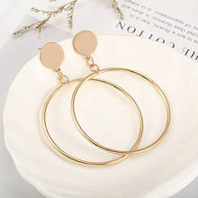 Brincos redondos grandes, brincos de ouro ocos de metal para mulheres, joias da moda 2024 - compre barato