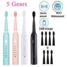 Sonic Electric Toothbrush USB Rechargeable Sonic Toothbrush Adult Waterproof Powerful Teeth Whitening Brush Heads Timer 2024 - купить недорого