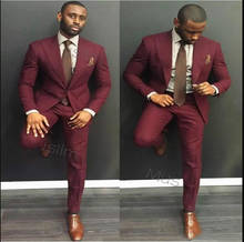 Classy Burgundy Wedding Mens Suits Slim Fit Bridegroom Tuxedos For Men Two Pieces Groomsmen Suit Cheap Formal Business Jackets 2024 - buy cheap