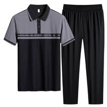 Conjunto de roupas para homens, agasalho de treino masculino com calças, conjunto de esporte com camiseta e calças para o verão, roupa fitness de duas peças 2024 - compre barato