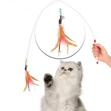 Кошачьи игрушки, кошачья интерактивная игрушка, сделай кошачье перо с маленьким колокольчиком, натуральное, как птицы, случайный цвет, товары для домашних животных 2024 - купить недорого