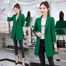 Terno casual e feminino da moda para primavera e outono, jaqueta verde ou preta com um botão, manga longa, blazers elegantes e sensuais 2024 - compre barato