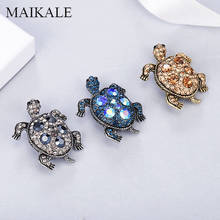 MAIKALE Rhinestone Sea Turtle Brooch Pins Crystal Tortoise Broche Animal Brooches for Women Kids Clothes Accessories Charm Gifts 2024 - buy cheap