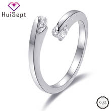 HuiSept-anillos de plata 925 con circonita giratoria, anillo abierto de piedras preciosas para mujer, promesa de boda, regalos de fiesta, venta al por mayor 2024 - compra barato