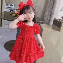Vestido Rojo de gasa para bebé y niña, vestidos de lunares para bebé, tallas 2, 4, 5, 6, 7 y 8 2024 - compra barato