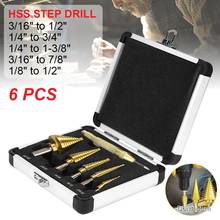 6PC Titanium High Speed Steel Cobalt Step Drill High Speed Steel Drill Bit Set With Black/Gold Center Punch For Accurate Locator 2024 - buy cheap