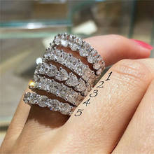 2020 eternity diamante anel de prata cor aaaaa cz noivado casamento anéis de banda para mulheres nupcial festa de jóias 2024 - compre barato