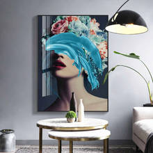 Abstrato moda feminina rosto moderno avant arte da parede posters clássico pintura em tela e impressões para sala de estar quarto decoração 2024 - compre barato