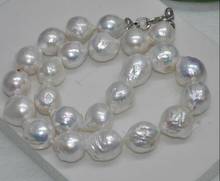 15x23mm white baroque pearl necklace heart clasp natural Freshwater PEARL Women Jewelry 35cm 43cm 15'' 17'' 2024 - buy cheap