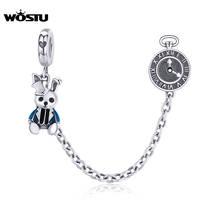 WOSTU Mr. Rabbit Safety Chain 925 Sterling Silver Bunny & Clock Charms Fit Original Bracelet Pendant Party S925 Jewelry CQC1443 2024 - buy cheap