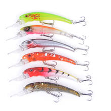 6pcs Minnow Fishing Lure 95mm 5.9g Crankbait Artificial Hard Bait Fly Fishing Tackle Plastic Fish Wobbler Pesca 6# Hooks 3D Eyes 2024 - купить недорого