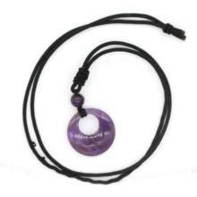 Trendy-beads Vintage Style Silver Plated Round Shape with Bead Pendant Natural Amethysts Necklace 2024 - buy cheap