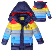 Children Down Cotton Clothes 2021 New Fashion Color Strip Coat Baby Winter Coat boys Warm Outerwear Hooded Jacket 3-6 Years 2024 - buy cheap