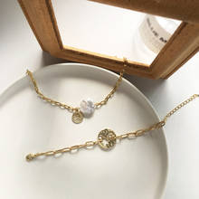 New Trendy Metallic Simple 4 Designs Golden Chain Bracelet Zinc Alloy Pearls Charm Bracelets For Women Jewelry Gifts Hot Selling 2024 - buy cheap