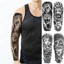 Waterproof Temporary Full Arm Tattoo Stickers Clock Lion Wolf Zeus Rose Flash Tattoos Men Body Art Big Fake Sleeve Tatto Women 2024 - buy cheap