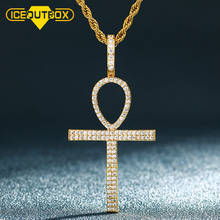 Ожерелье с кулоном в виде креста Анкх ICEOUTBOX, микрозакрепка из кубического циркония для женщин и мужчин, украшение в стиле хип-хоп, цепочка в египетском стиле 2024 - купить недорого