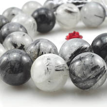 Black Quartz Rutilated 6mm 8mm 10mm 12mm 14mm  Natural Gemstone Beads  round for silver 925 jewelry   Necklace bracelet 15inch 2024 - buy cheap