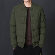 Autumn Winter Men Parka Chinese Style Mens Casual Retro Green Coat with Chinese Knot Buttons Plus Size Vintage Top Male 4xl 5xl 2024 - compre barato