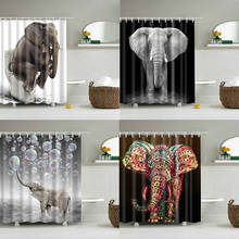 Занавеска для душа в виде слона, 3D принт, для ванной комнаты, водонепроницаемая, полиэстер, занавеска для ванны, осьминог, моющийся, для ванной, Декор, занавеска s с 12 крючками 2024 - купить недорого
