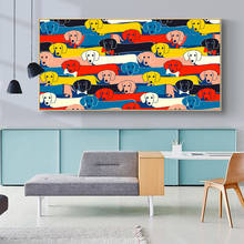 AAVV-Póster de Arte de pared, pintura al óleo de animales, perro y panda, lienzo, imagen de cachorro de amistad para sala de estar, decoración del hogar sin marco 2024 - compra barato