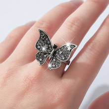 Женское Обручальное кольцо, винтажное обручальное кольцо с бабочкой и кристаллами, серебряного цвета Панк, 2021 2024 - купить недорого