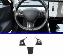 Fibra de carbono real para tesla model 3 2017-2019 acessórios do carro volante painel capa trims interior 3pcs 2024 - compre barato