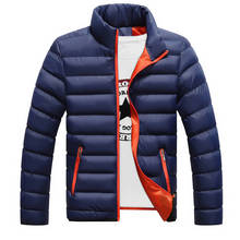 Зимняя мужская куртка 2019, модная мужская парка с воротником-стойкой, мужские однотонные толстые куртки и пальто, мужские зимние парки, M-4XL 2024 - купить недорого