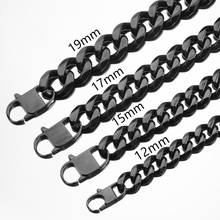 Men's Necklace Stainless Steel Cuban Link Chain Black Necklaces Or Bracelets For Men 7"-40" Hip Hop Jewelry 2024 - buy cheap