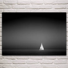 Sky sea sailing mood boat horizon negro blanco náutico monocromático carteles en la pared imagen hogar sala de estar decoración KP304 2024 - compra barato