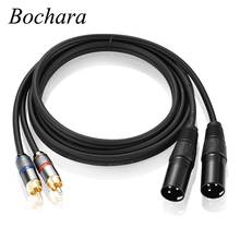 Bochara 1.5m 2RCA Jack Male to Dual XLR Male Cable OFC AUX Audio Cable Shileded For Amplifier Mixer 2024 - buy cheap