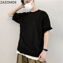 ZAZOMDE-Camiseta lisa de gran tamaño para hombre, ropa informal holgada para culturismo, estilo de vida, Hip-Hop, 2021 2024 - compra barato
