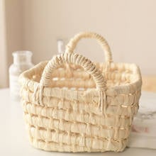 Handmade Straw Storage Basket Hand-woven Corn Husk Storage Desktop Basket Fruit Sundries Organizer Box With Handle Home Decor 2024 - buy cheap