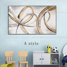 100% hand Painted Abstract Golden Lline Canvas Painting White Gray Poster Modern Wall Picture Living Room Luxury Wall Art 2024 - buy cheap