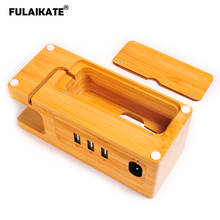 FULAIKATE 3-Ports USB Charging Bamboo Wood Stand for iPhone11 Pro Max Watch Dock Station Cellphone Desktop Mobile Phone Support 2024 - buy cheap