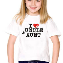 Летняя одежда для малышей Детская футболка с надписью «I Love My Uncle And Aunt» футболка с круглым вырезом и короткими рукавами Повседневная футболка для маленьких девочек одежда для детей 2024 - купить недорого