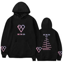 Kpop exo moletom com capuz feminino, blusão de outono estilo hip hop coreano, roupas de leque para mulheres 2024 - compre barato